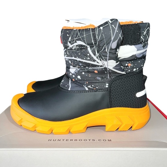 Hunter Boots Boys Size 4 Black Orange Gray Winter Molecular Insulated Waterproof - Picture 5 of 9